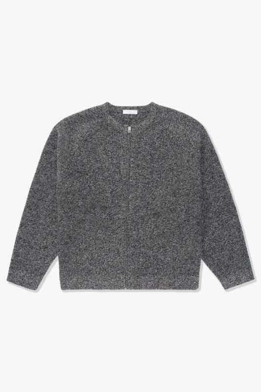 WOOL LINK ZIP CARDIGAN - BLACK TWIST sold by Lady White Co.