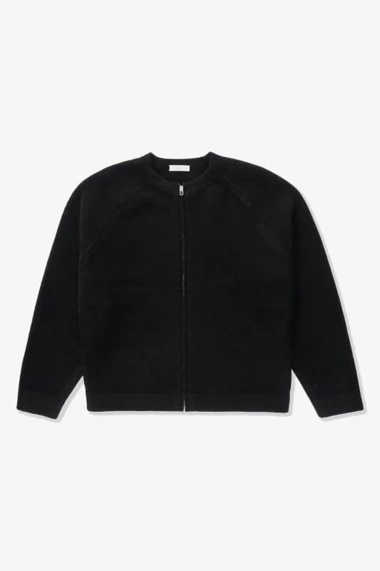 WOOL LINK ZIP CARDIGAN - BLACK sold by Lady White Co.