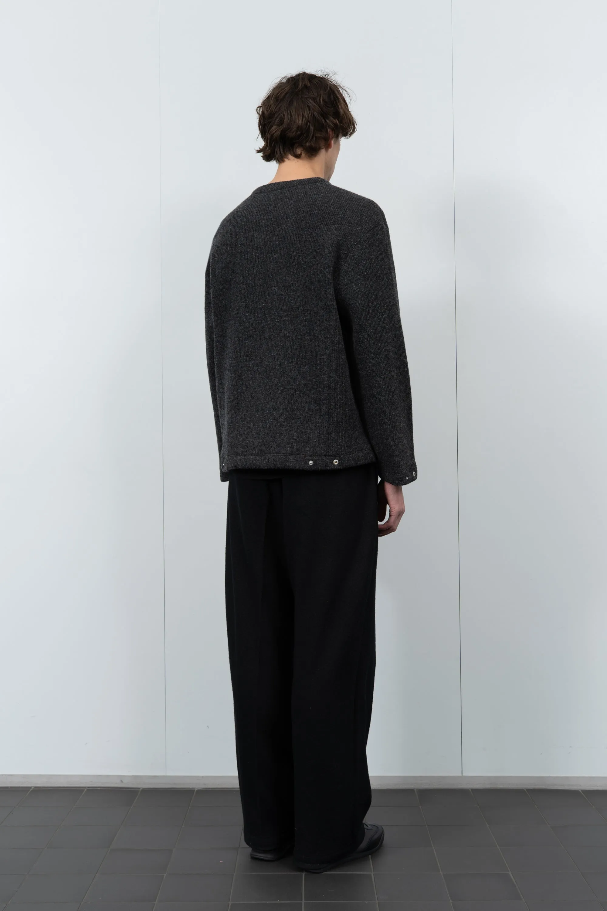 V NECK SNAP SWEATER - CHARCOAL sold by Lady White Co. product image thumbnail 3