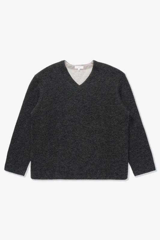 V NECK SNAP SWEATER - CHARCOAL sold by Lady White Co.