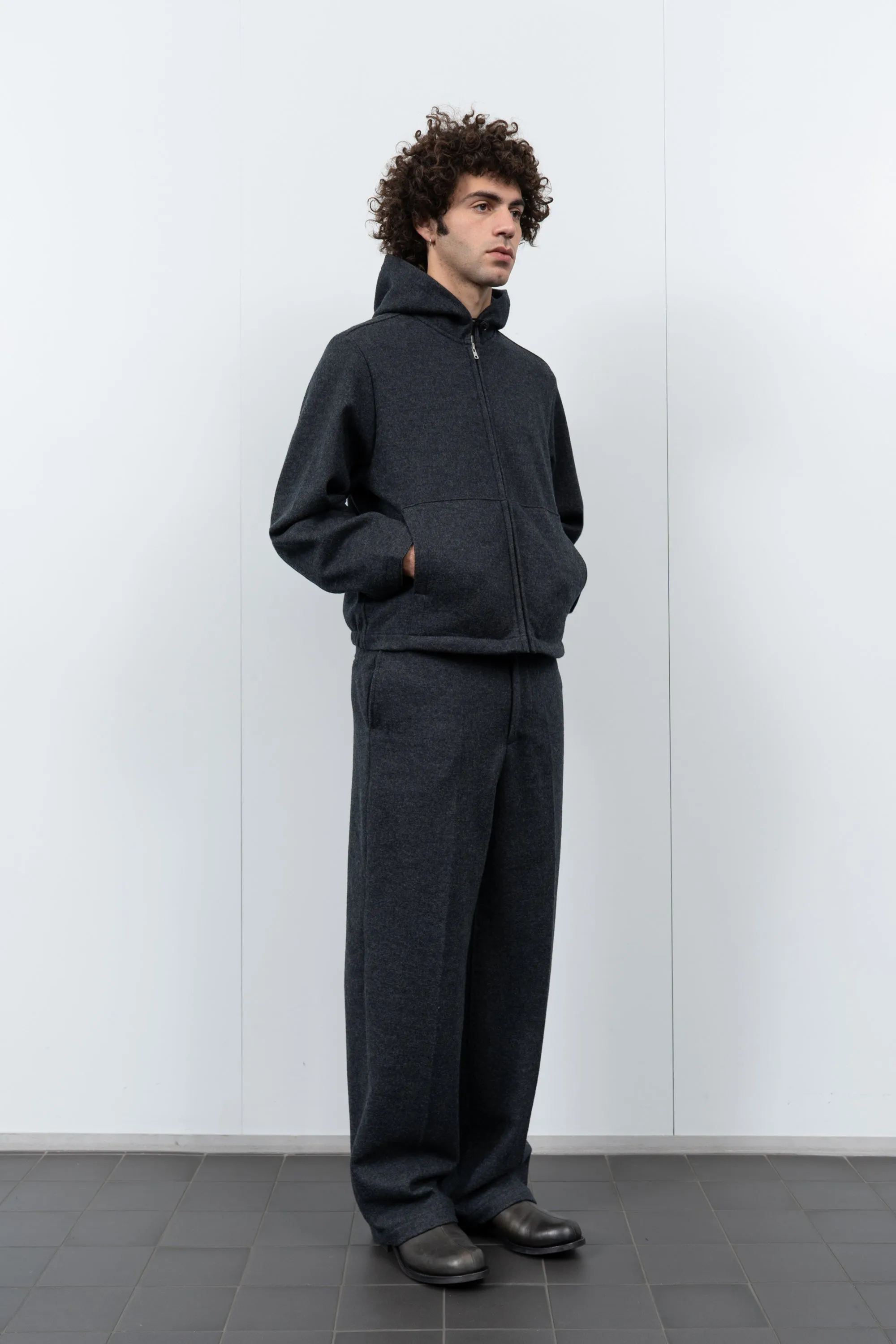 WOOL ZIP HOODIE - CHARCOAL sold by Lady White Co. product image thumbnail 3