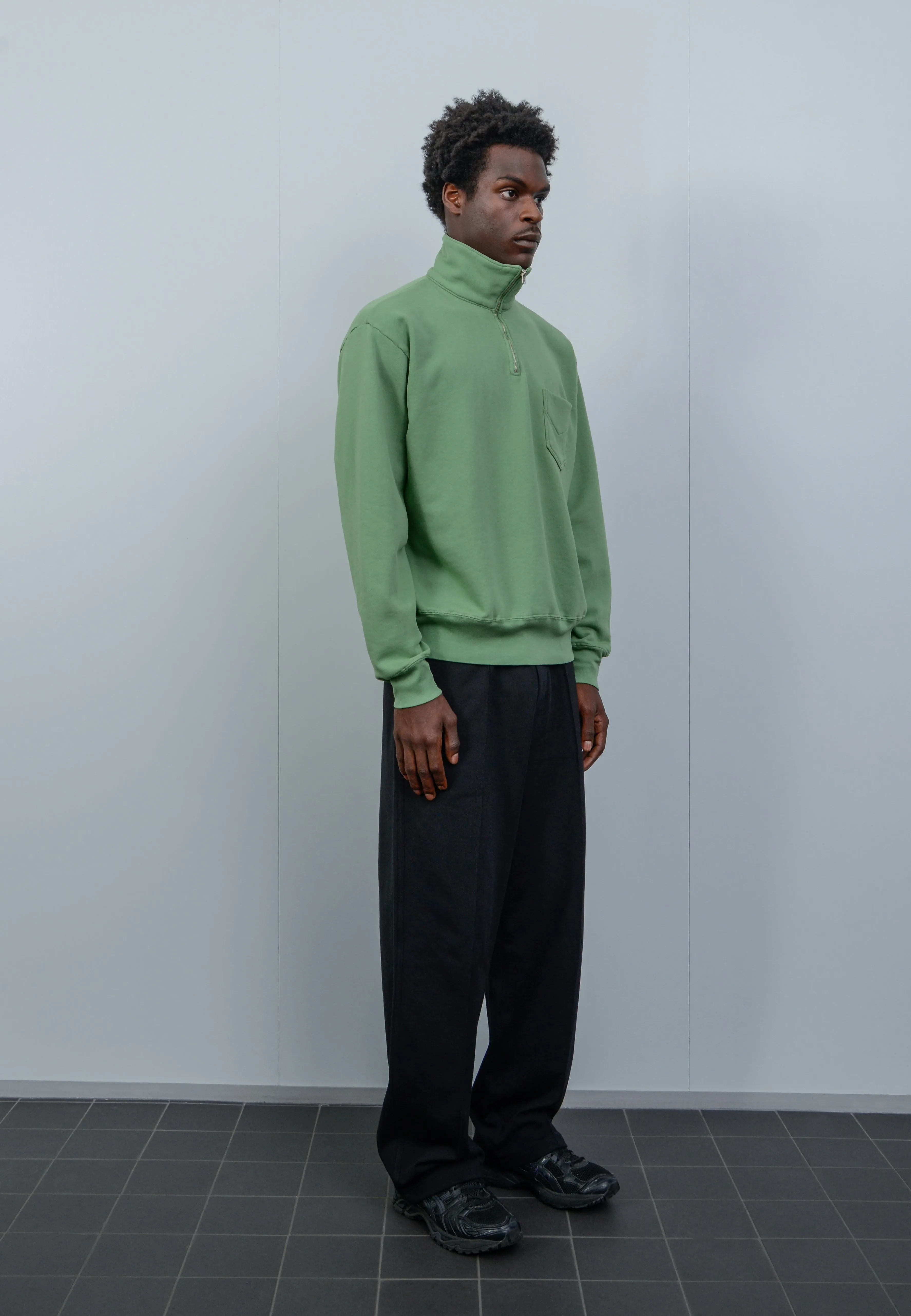 QUARTER ZIP SWEATSHIRT - FADED GREEN sold by Lady White Co. product image thumbnail 3