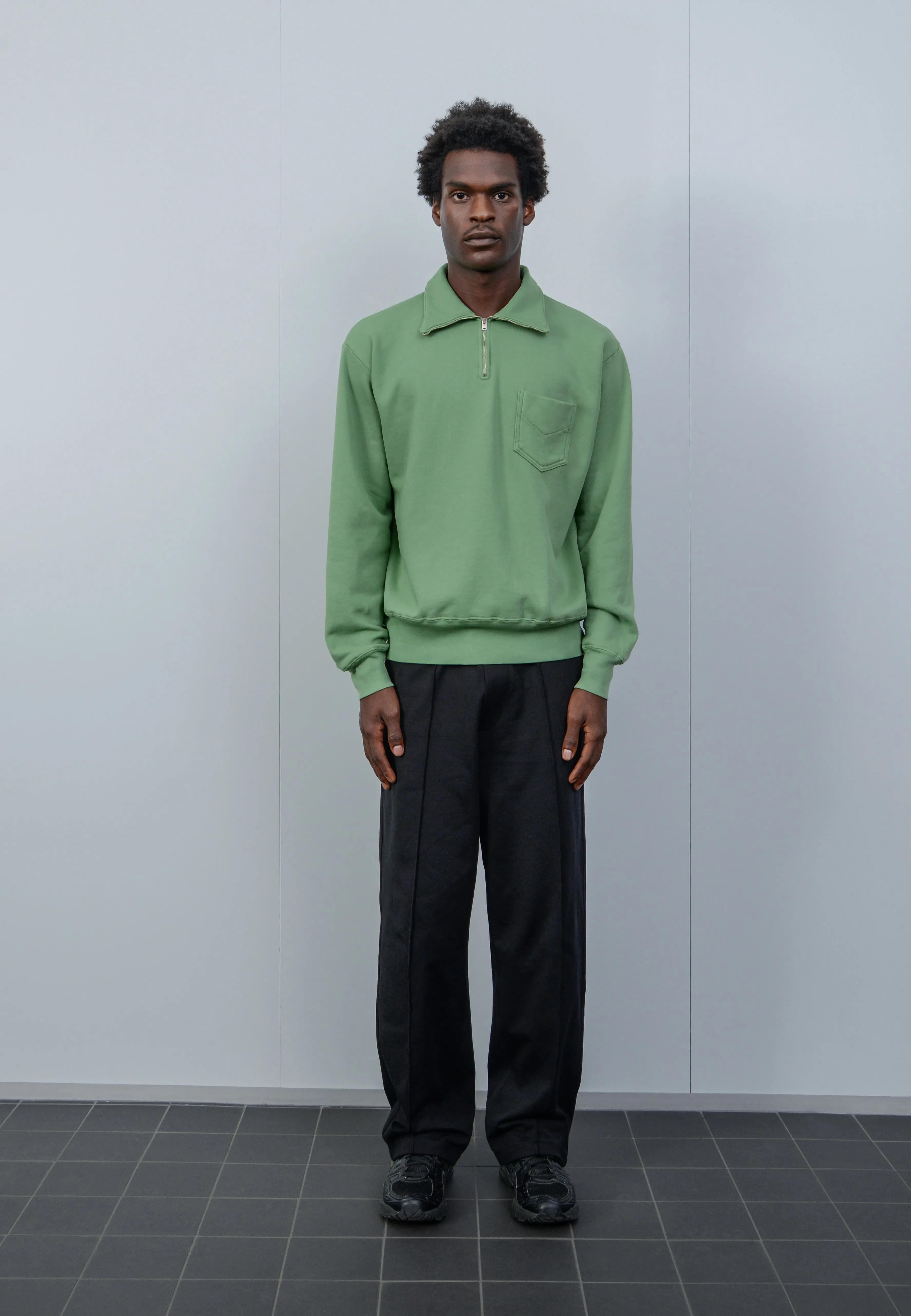 QUARTER ZIP SWEATSHIRT - FADED GREEN sold by Lady White Co. product image thumbnail 2