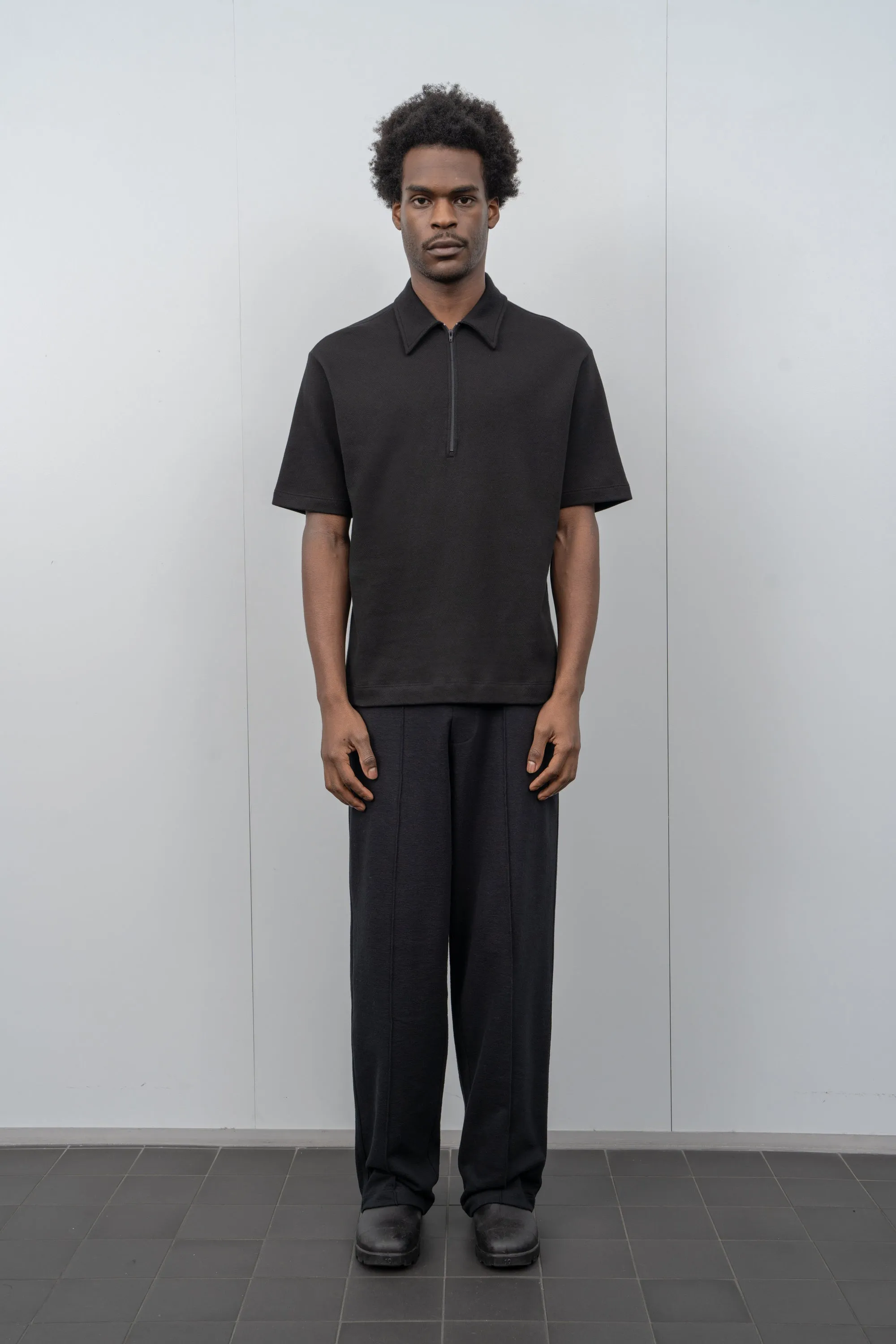 HALF ZIP POLO - BLACK sold by Lady White Co. product image thumbnail 2