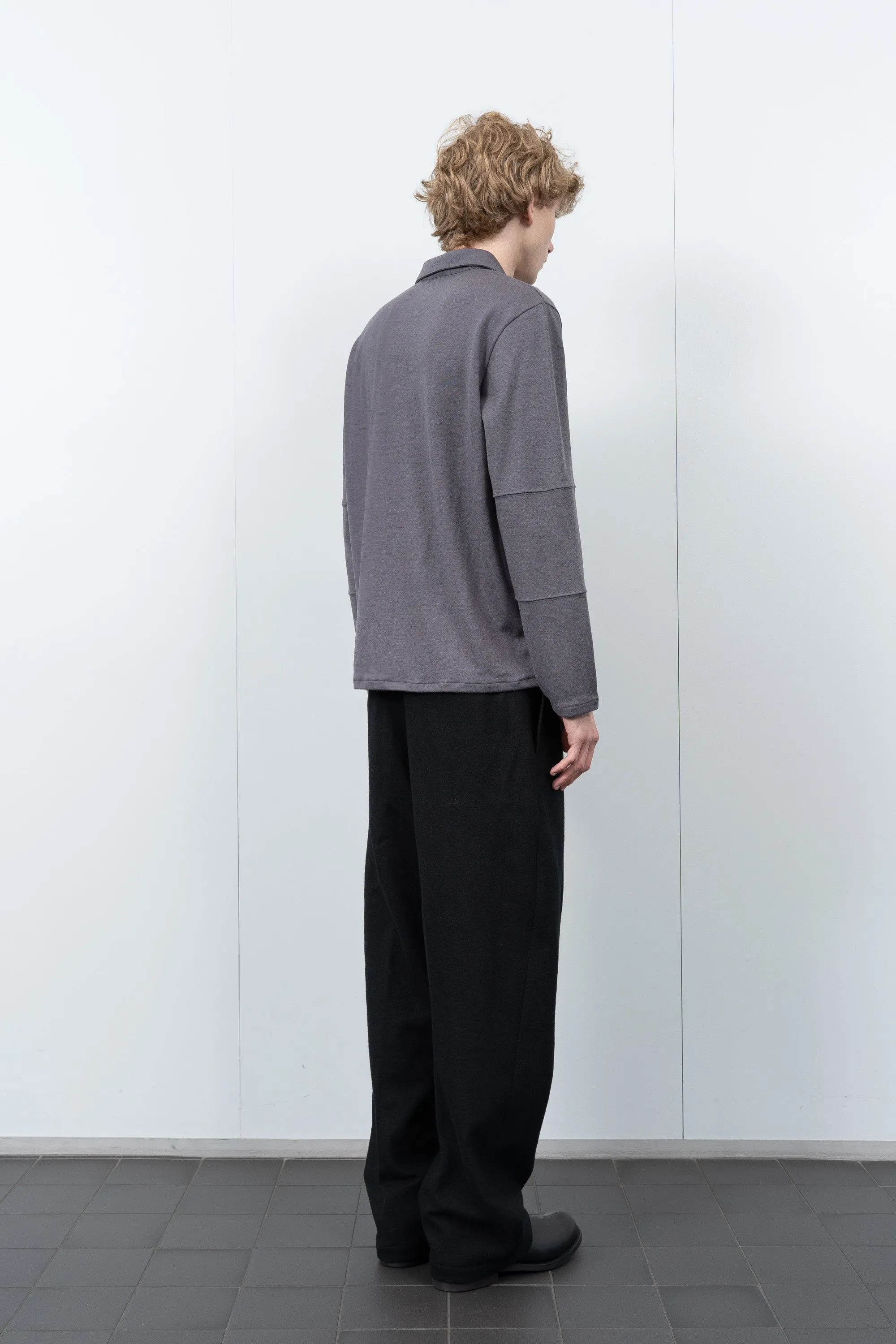 WOOL JERSEY POLO - SLATE GREY sold by Lady White Co. product image thumbnail 4