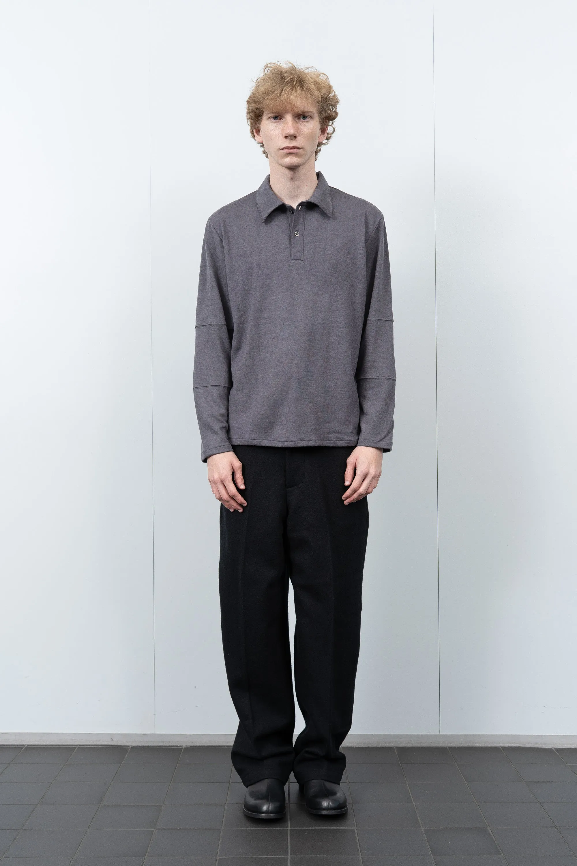 WOOL JERSEY POLO - SLATE GREY sold by Lady White Co. product image thumbnail 2