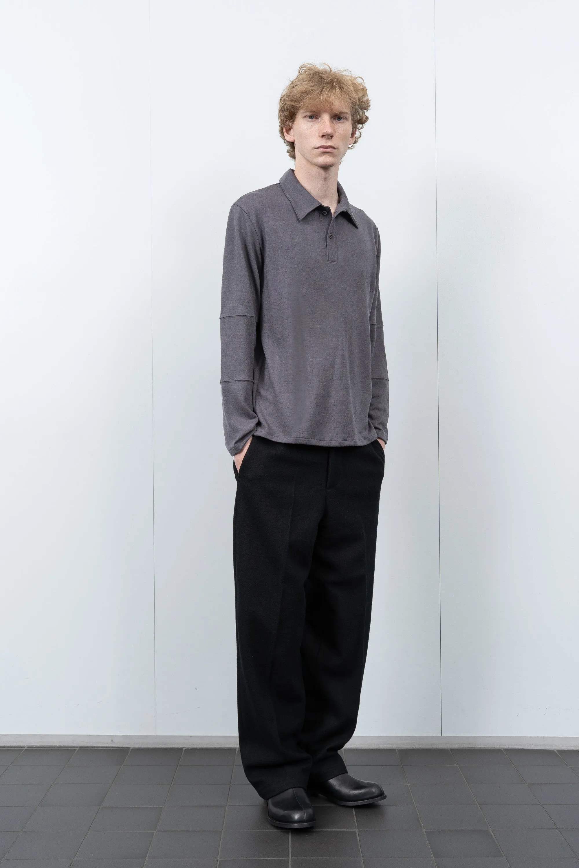 WOOL JERSEY POLO - SLATE GREY sold by Lady White Co. product image thumbnail 3