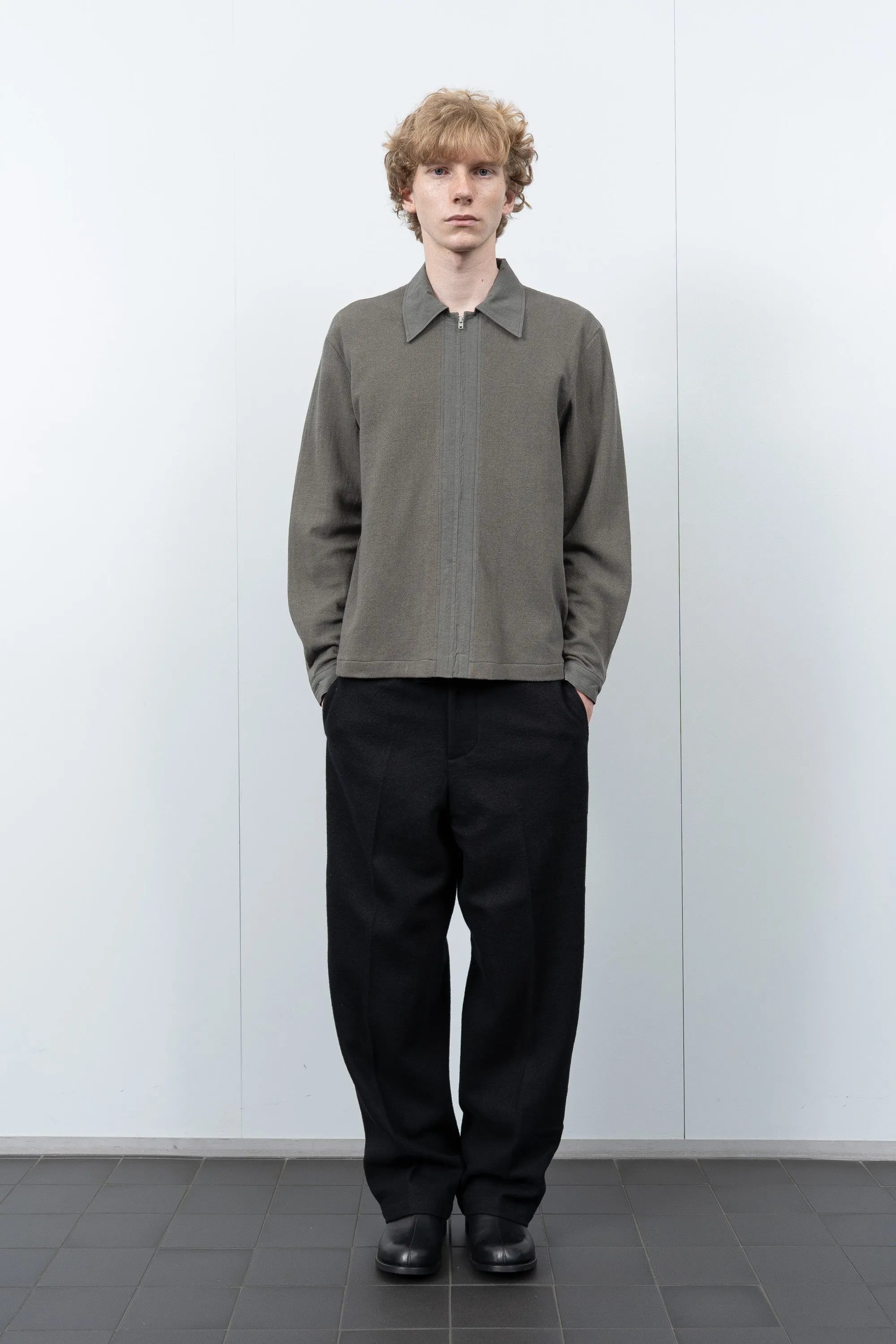 DOUBLE KNIT ZIP SHIRT - DARK KELP sold by Lady White Co. product image thumbnail 2