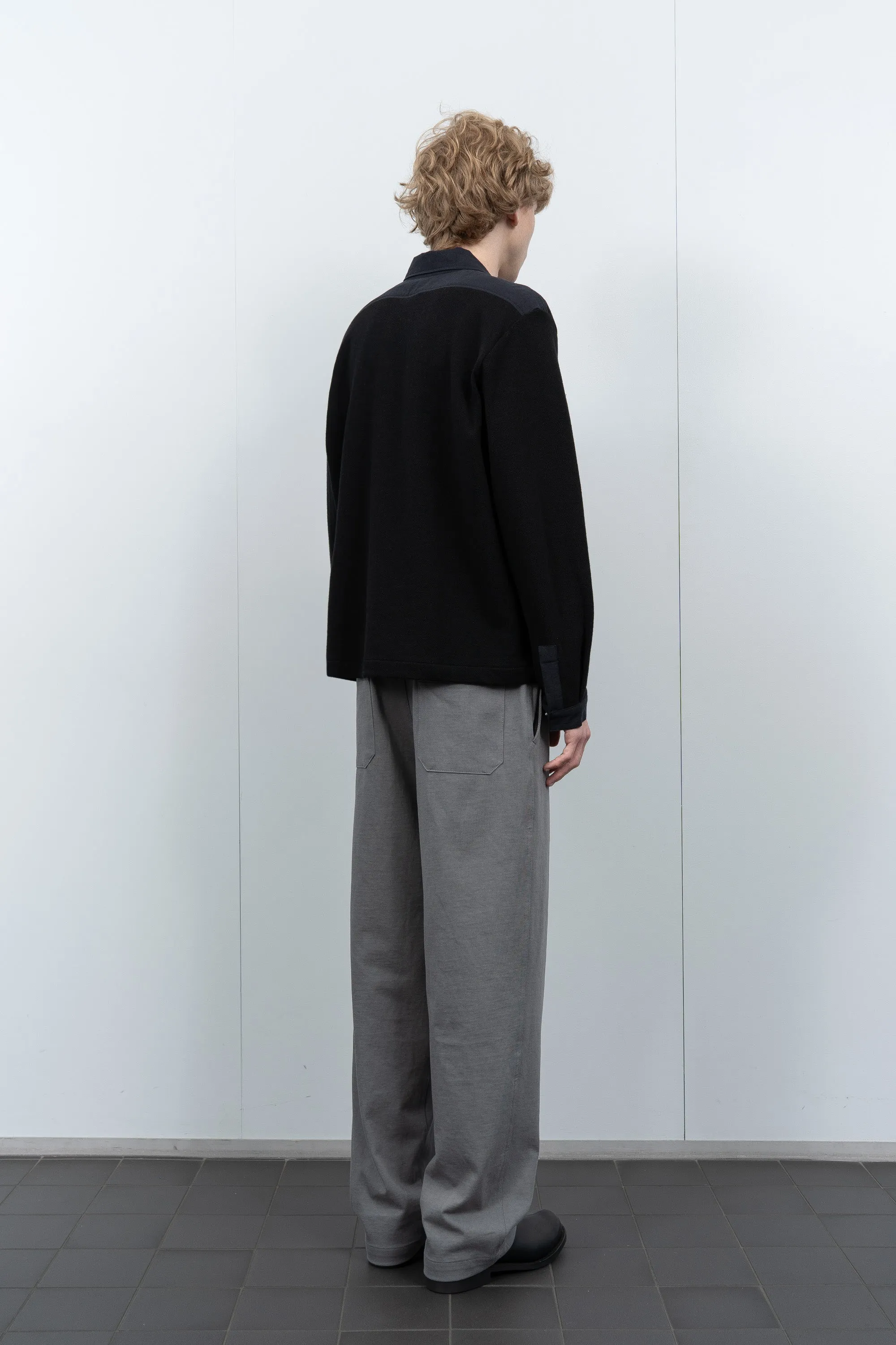 DOUBLE KNIT ZIP SHIRT - BLACK sold by Lady White Co. product image thumbnail 4
