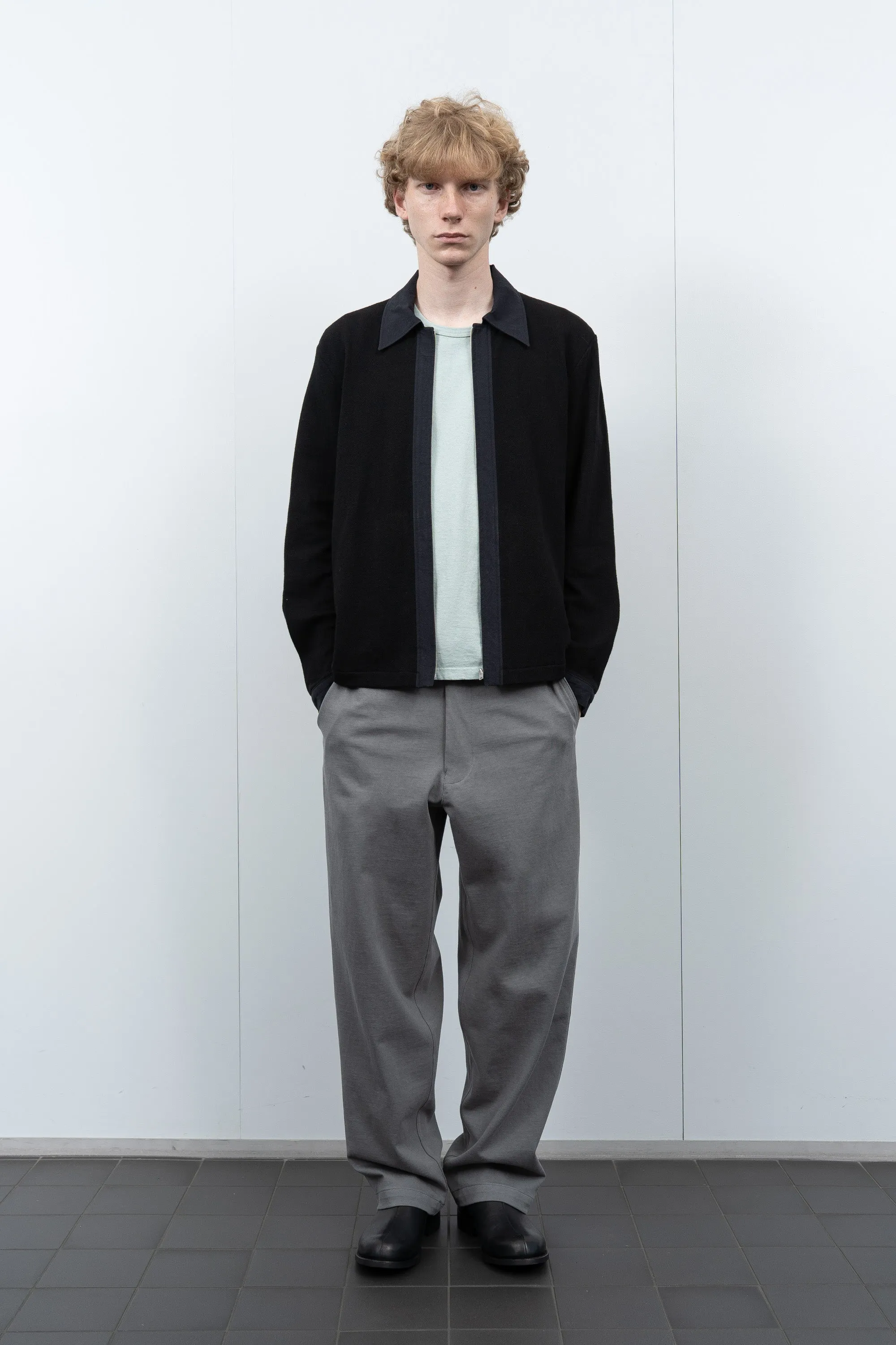 DOUBLE KNIT ZIP SHIRT - BLACK sold by Lady White Co. product image thumbnail 3