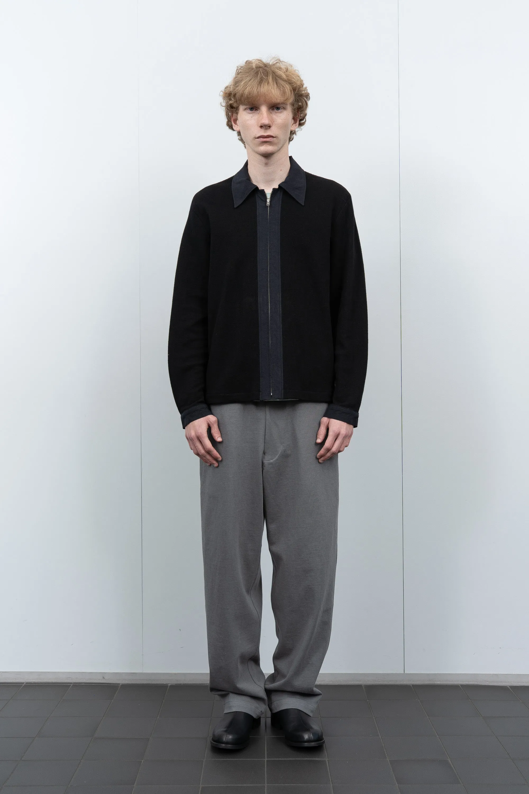 DOUBLE KNIT ZIP SHIRT - BLACK sold by Lady White Co. product image thumbnail 2