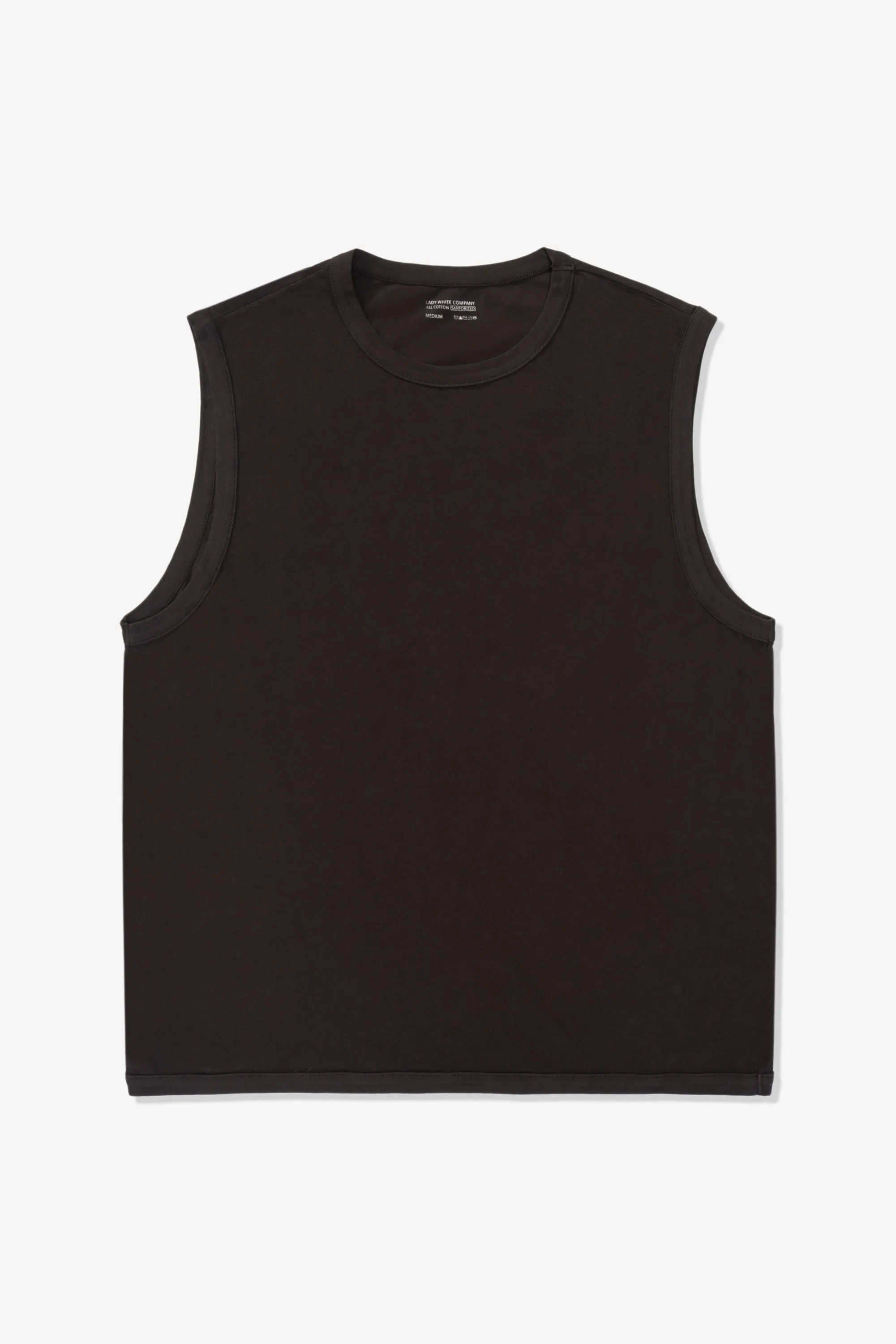 SLEEVELESS T-SHIRT - TIRE BLACK sold by Lady White Co.