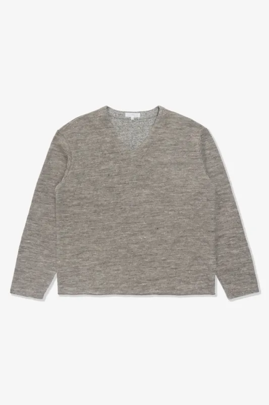 LINEN WOOL V-NECK - GREY MELANGE made by Lady White Co.
