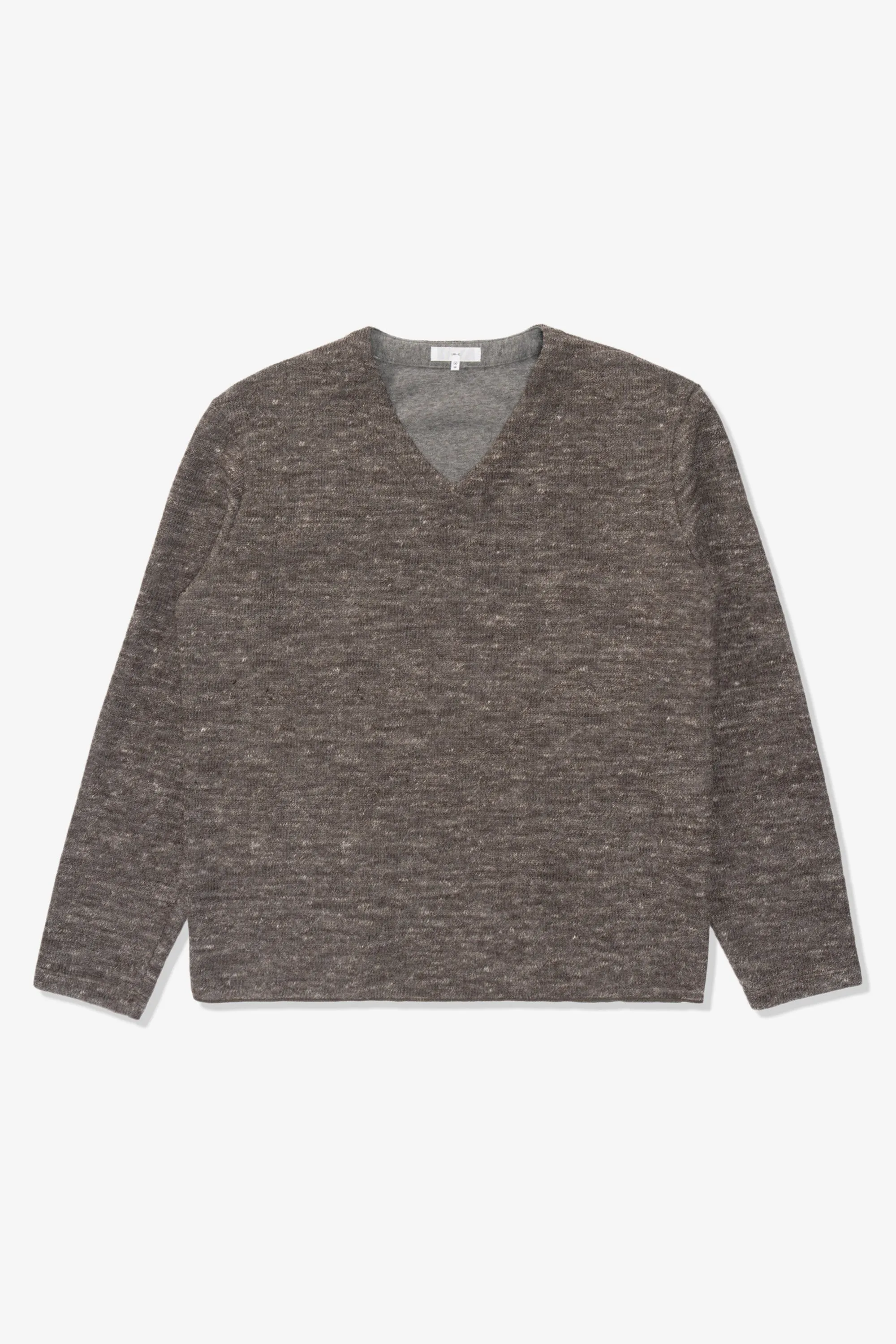 LINEN WOOL V-NECK - BROWN MELANGE sold by Lady White Co.