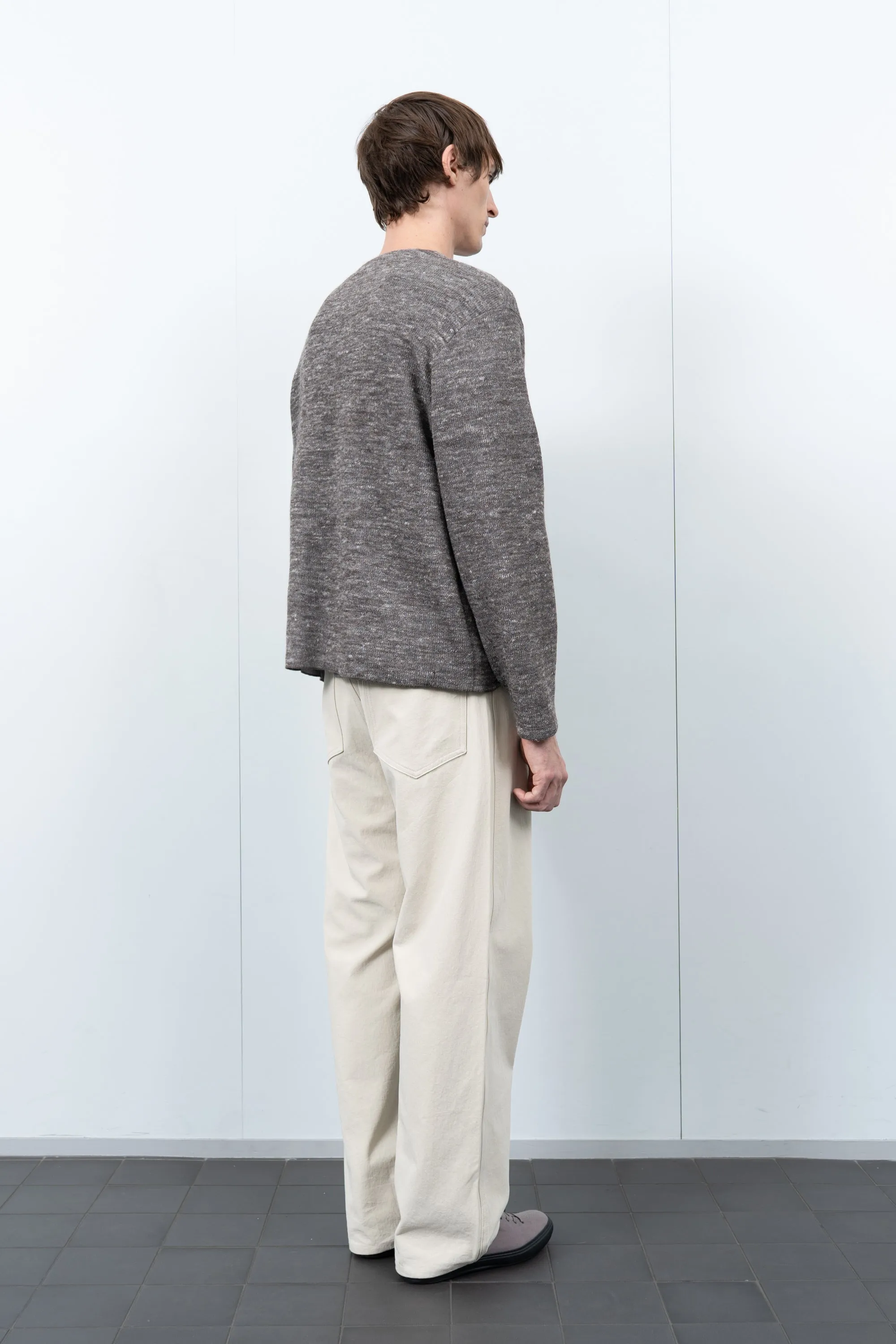 LINEN WOOL V-NECK - BROWN MELANGE sold by Lady White Co. product image thumbnail 3