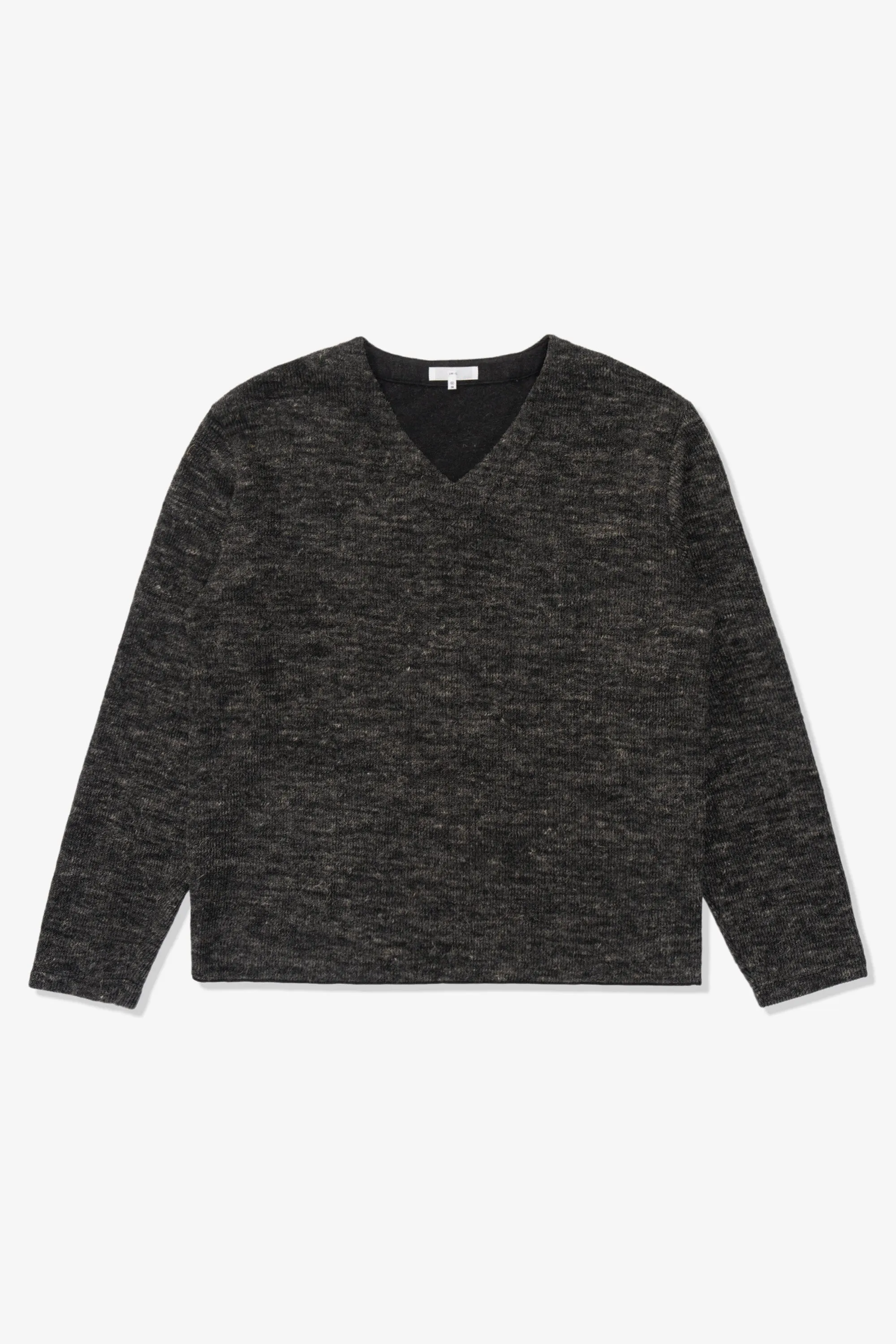 LINEN WOOL V-NECK - BLACK MELANGE sold by Lady White Co.