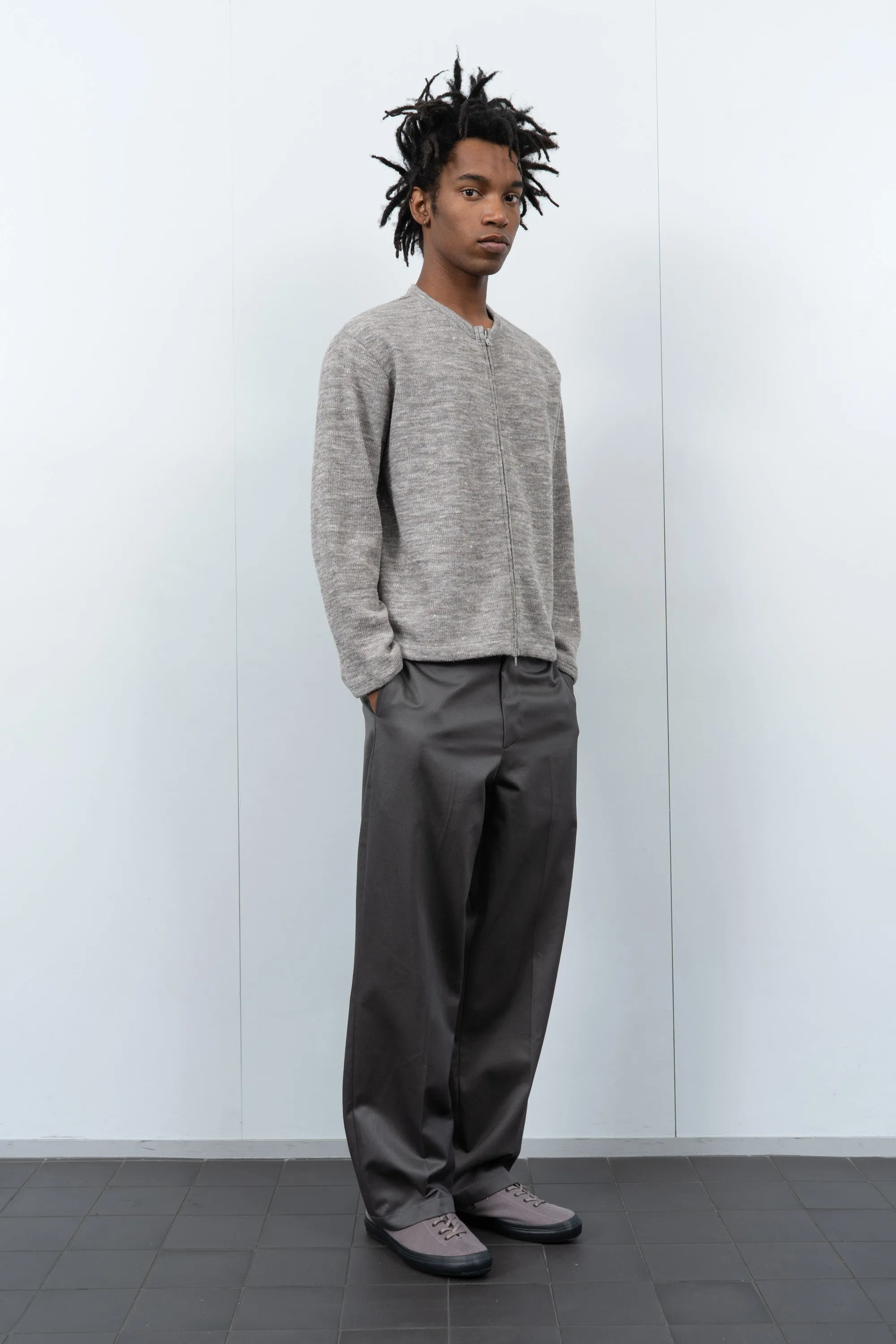ZIP CREWNECK - GREY MELANGE sold by Lady White Co. product image thumbnail 2