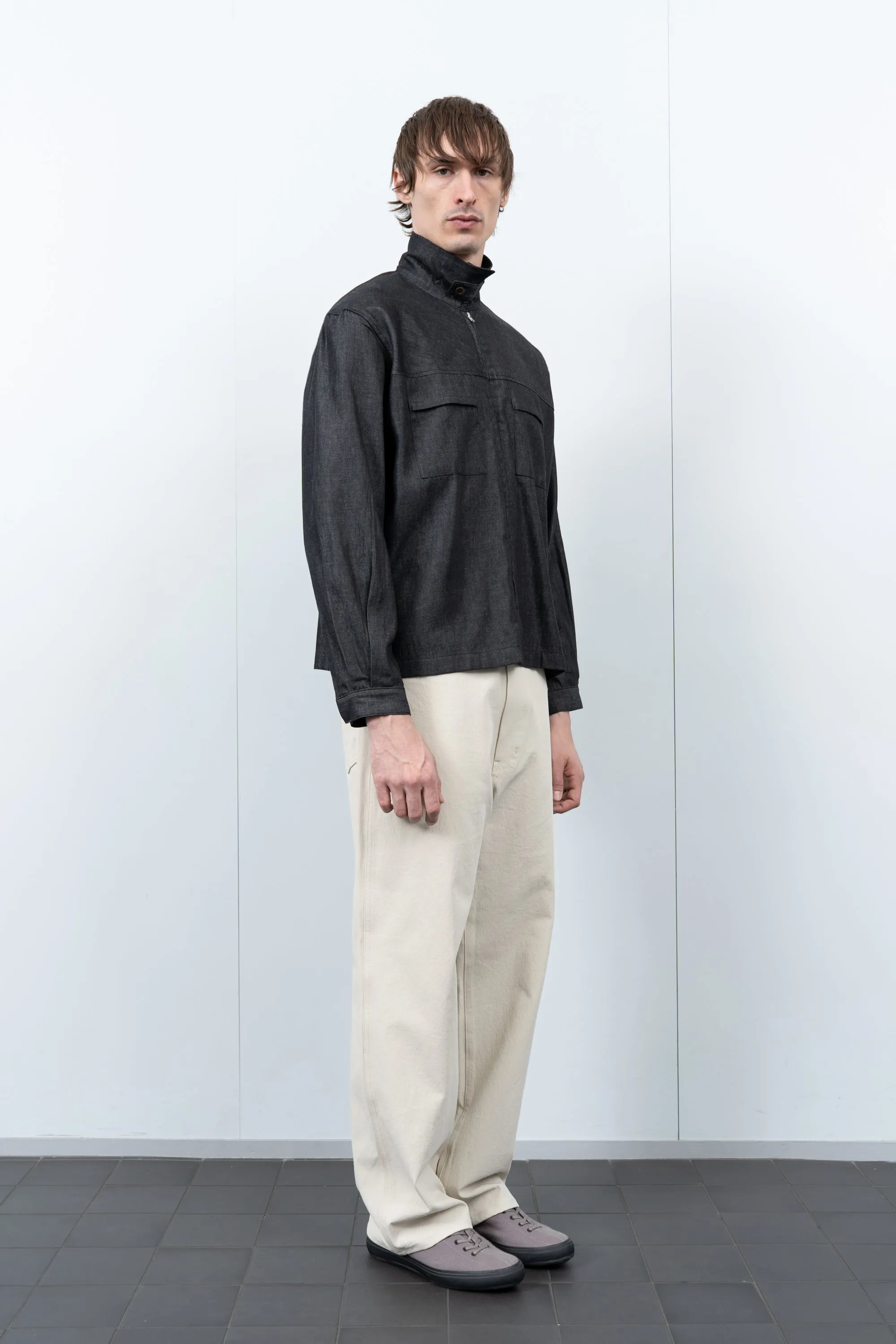 JOLIET ZIP SHIRT - BLACK CHAMBRAY sold by Lady White Co. product image thumbnail 2