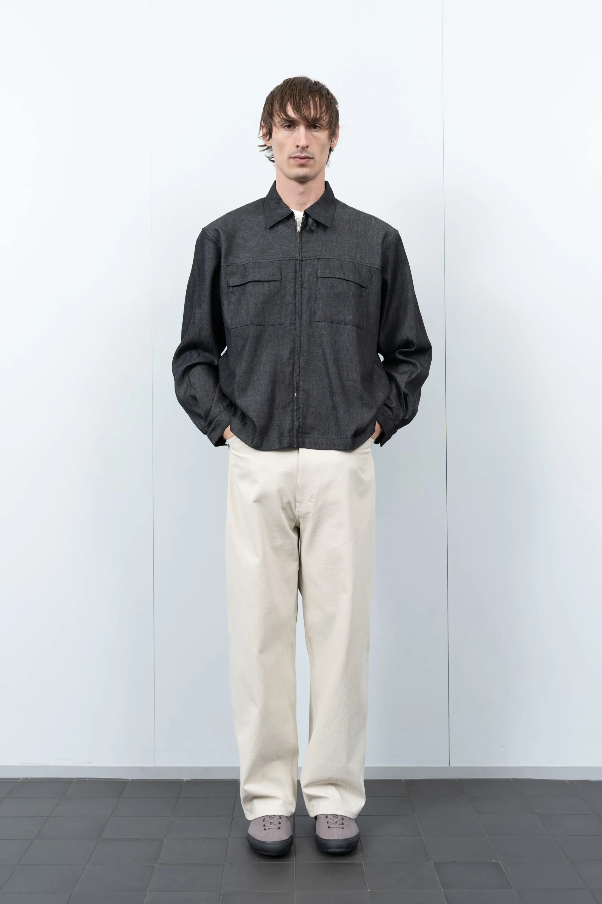 JOLIET ZIP SHIRT - BLACK CHAMBRAY sold by Lady White Co. product image thumbnail 3