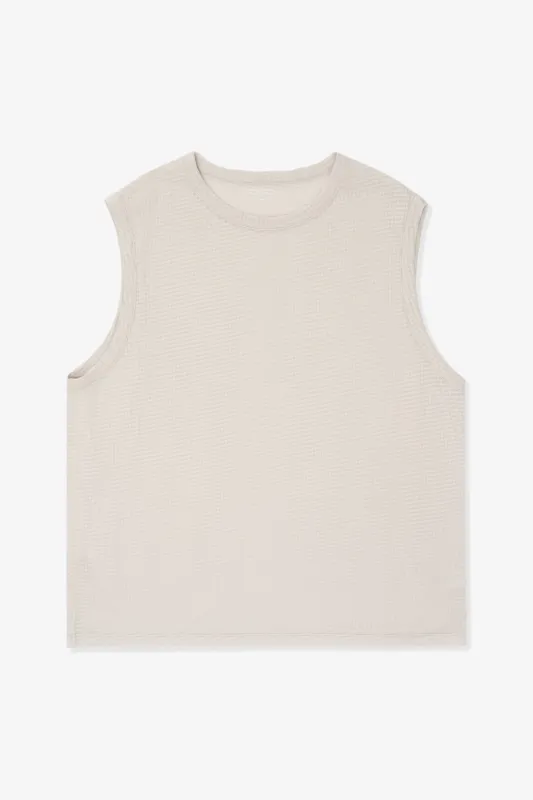 SHEER GAUZE SLEEVELESS T-SHIRT - SOLAR GREY made by Lady White Co.