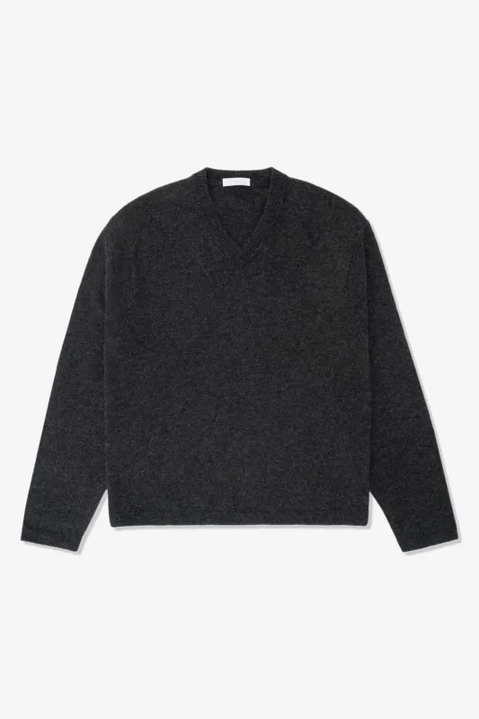 WOOL V-NECK SWEATER - CHARCOAL made by Lady White Co.