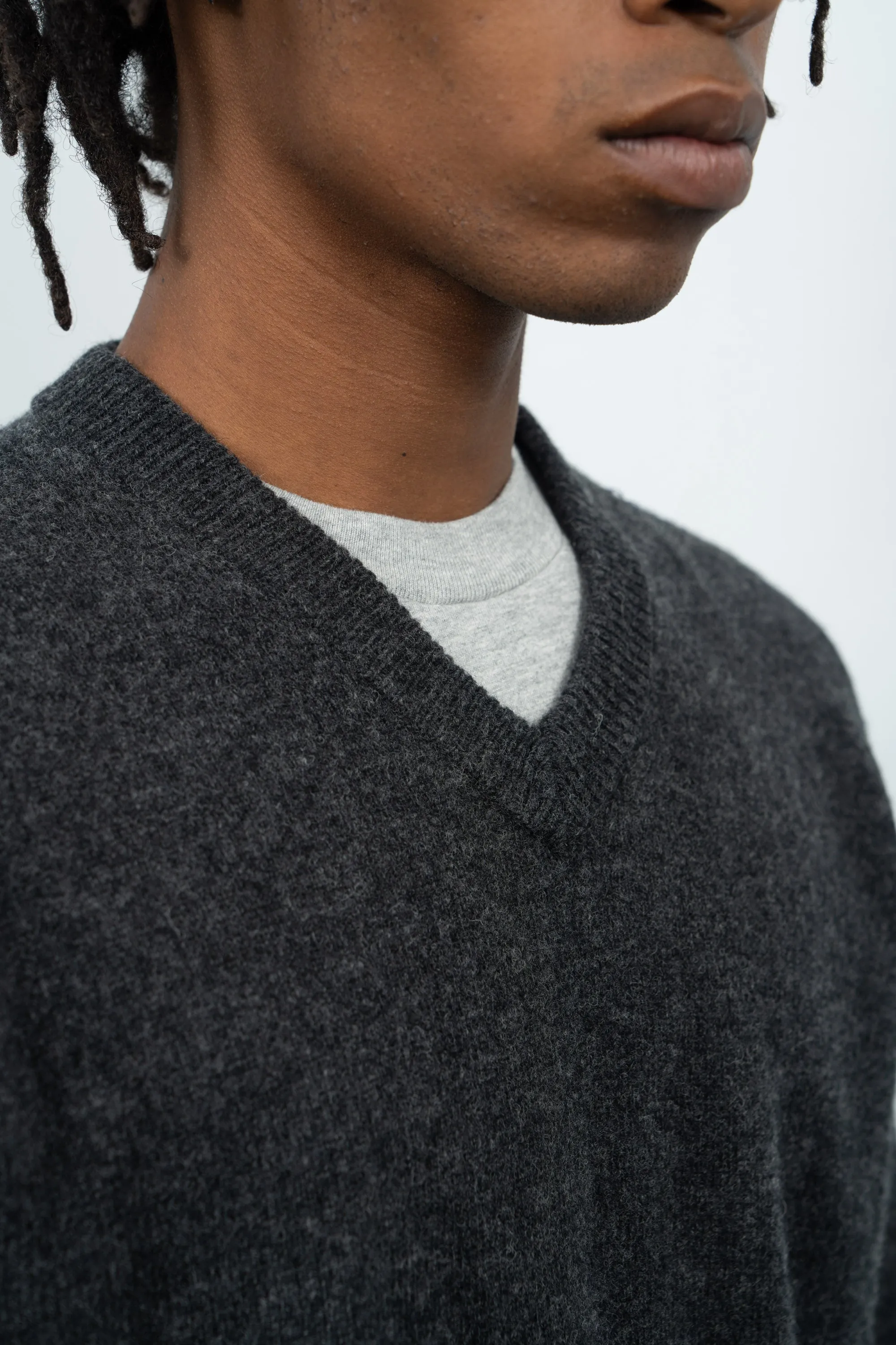 WOOL V-NECK SWEATER - CHARCOAL sold by Lady White Co. product image thumbnail 4