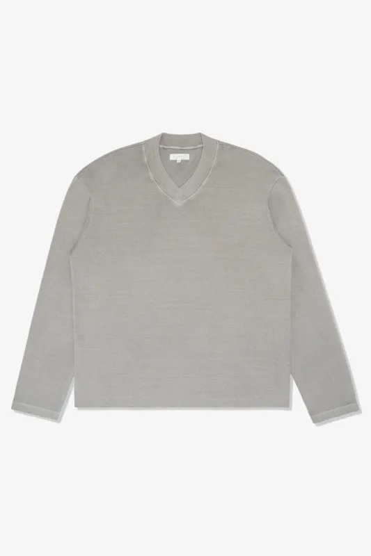 HIGH V-NECK L/S T-SHIRT - PIGMENT CHALK made by Lady White Co.