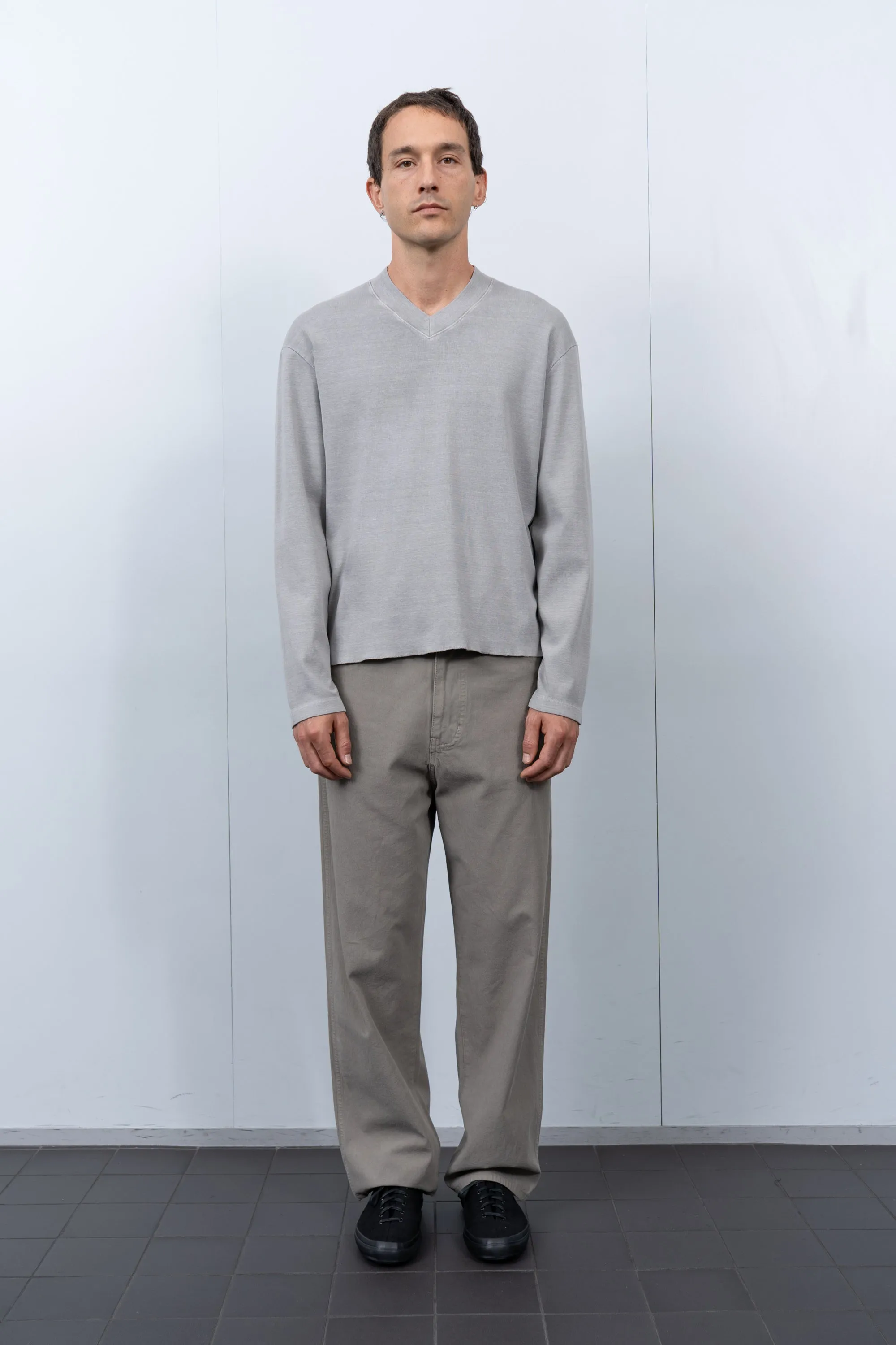 HIGH V-NECK L/S T-SHIRT - PIGMENT CHALK sold by Lady White Co. product image thumbnail 2