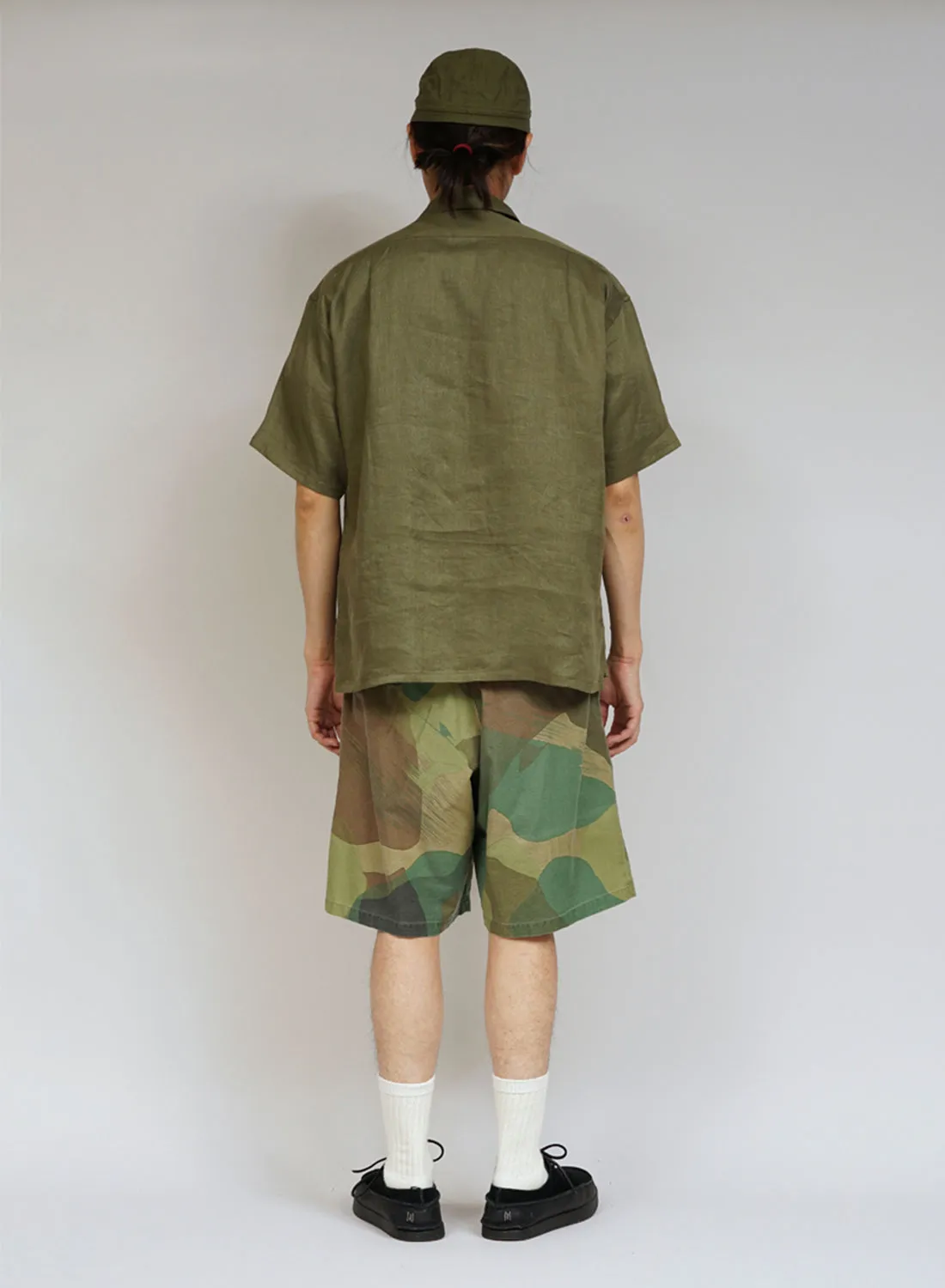 Open Collar Shirt Linen Twill in Green sold by Nigel Cabourn product image thumbnail 5