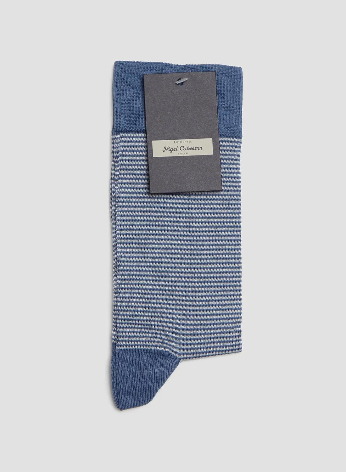 Cotton Stripe Socks in Grey/Ecru sold by Nigel Cabourn product image thumbnail 3