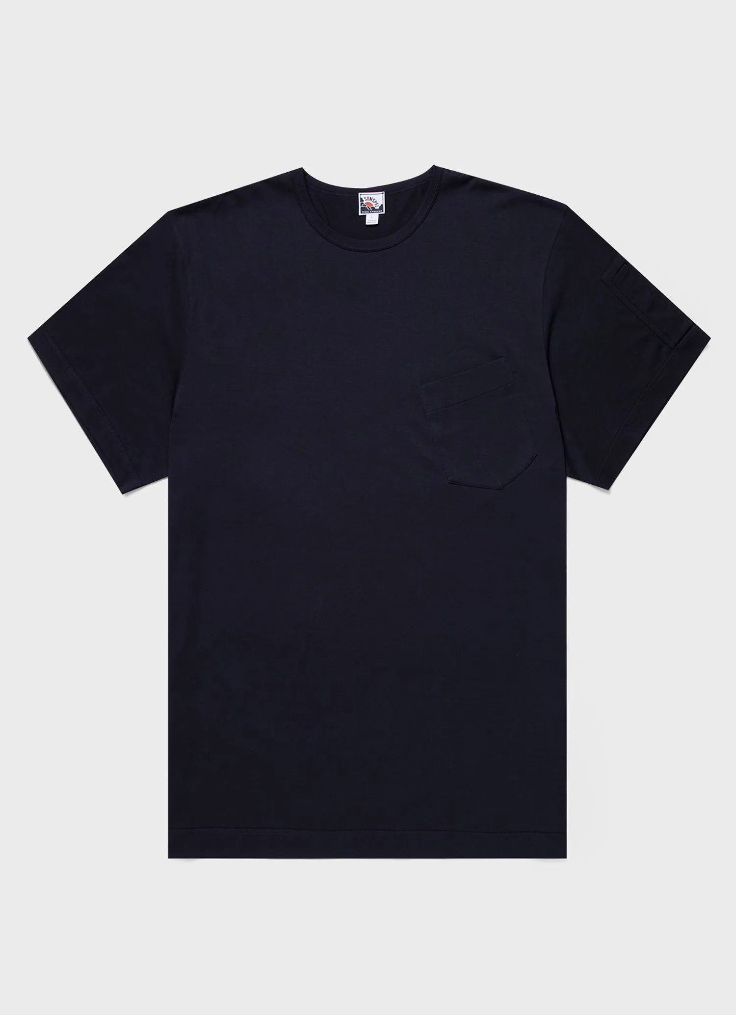 Nigel Cabourn x Sunspel Short Sleeve Pocket T-Shirt in Navy sold by Nigel Cabourn