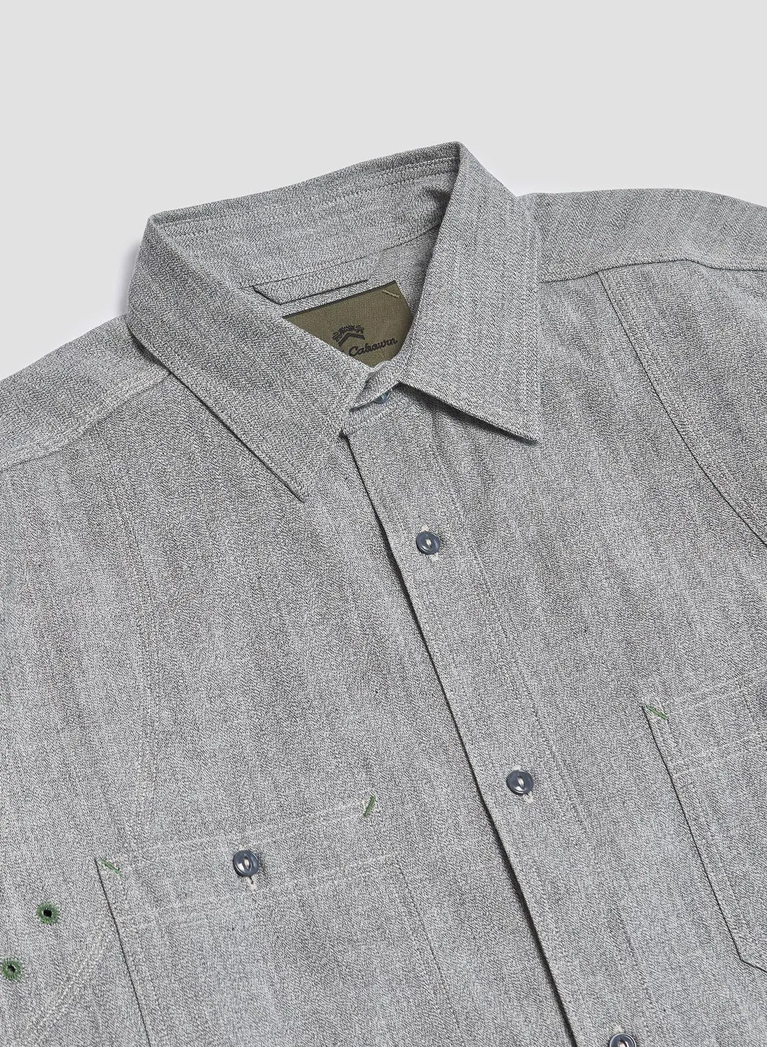 New Medical Shirt Salt & Pepper in Light Grey sold by Nigel Cabourn product image thumbnail 4
