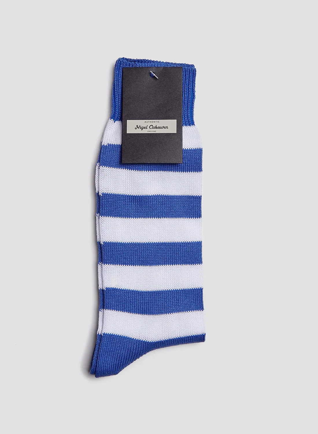 Cotton Stripe Socks in Blue/White sold by Nigel Cabourn product image thumbnail 3