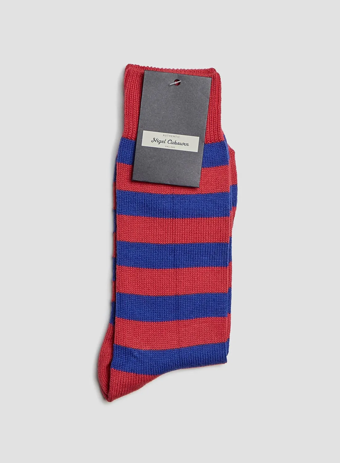 Cotton Stripe Socks in Red/Blue sold by Nigel Cabourn product image thumbnail 3