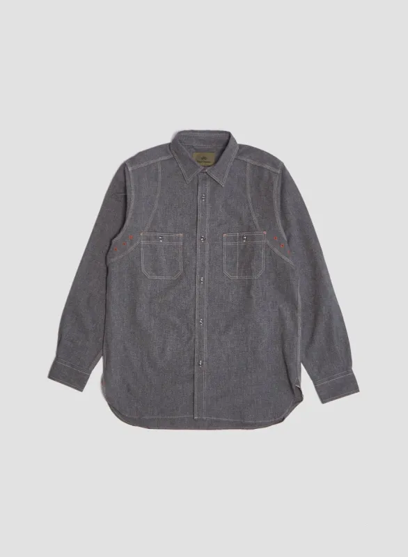 New Medical Shirt Salt & Pepper in Charcoal sold by Nigel Cabourn