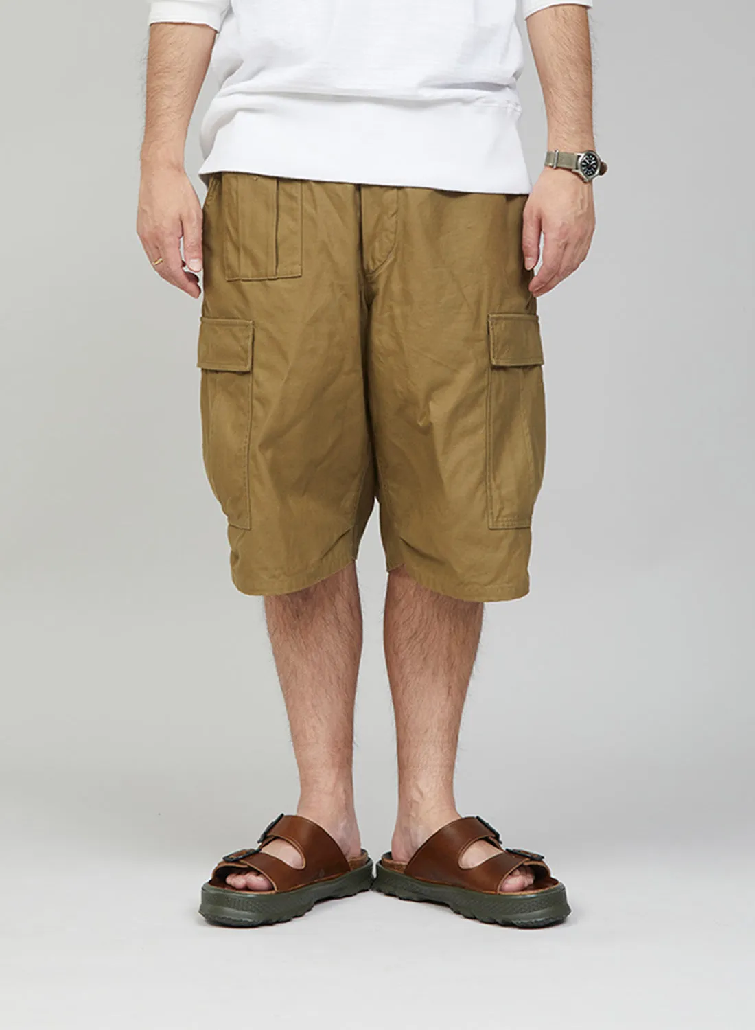 Army Cargo Shorts in Khaki sold by Nigel Cabourn product image thumbnail 2