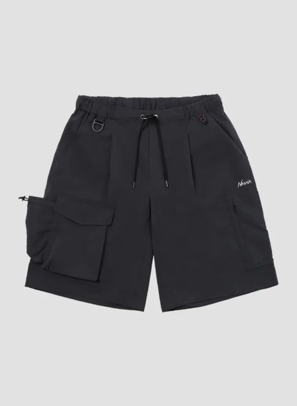 Nanga Dot Air Utility Pocket Cargo Shorts in Black made by Nigel Cabourn
