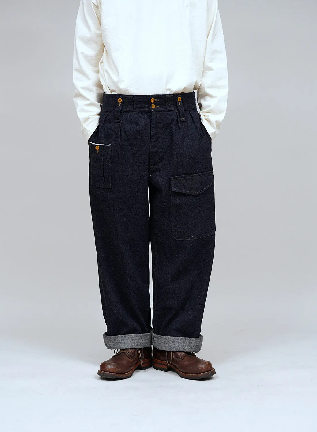 British Army Pant Loose Denim in Indigo sold by Nigel Cabourn product image thumbnail 2