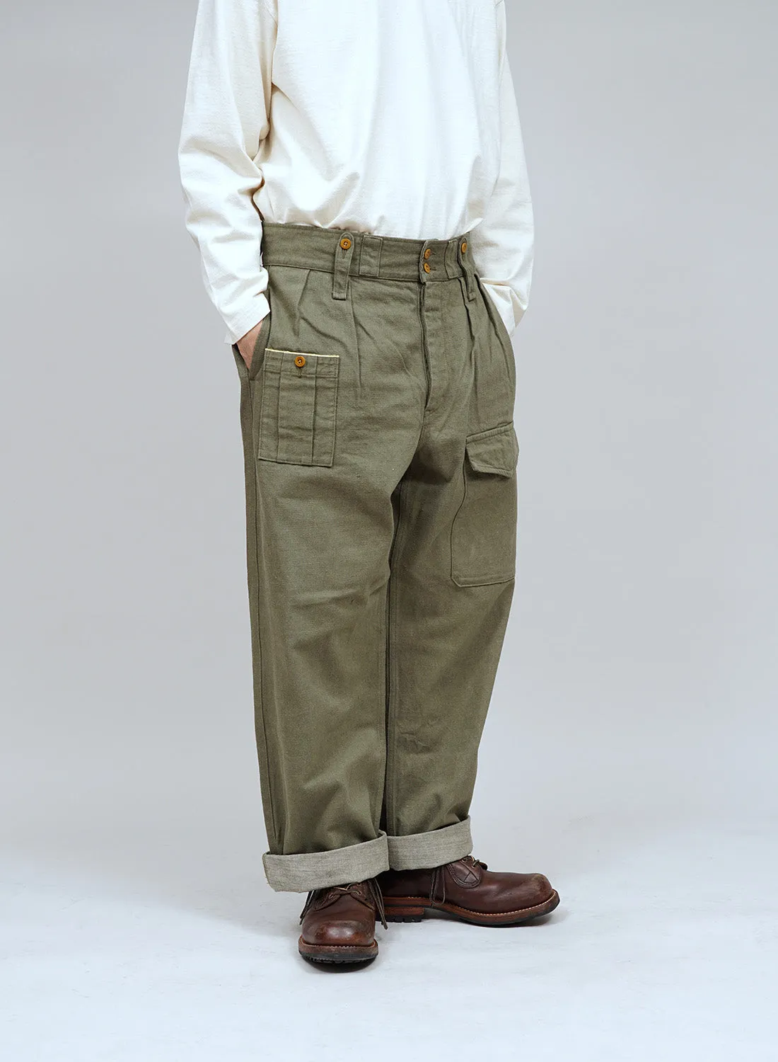 British Army Pant Loose Denim in Green sold by Nigel Cabourn product image thumbnail 4