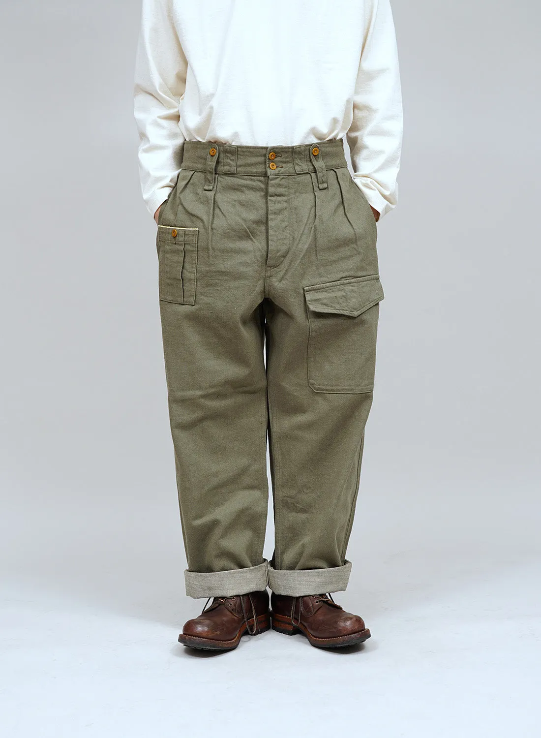 British Army Pant Loose Denim in Green sold by Nigel Cabourn product image thumbnail 2