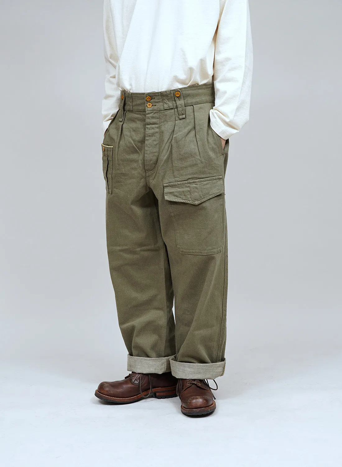 British Army Pant Loose Denim in Green sold by Nigel Cabourn product image thumbnail 3