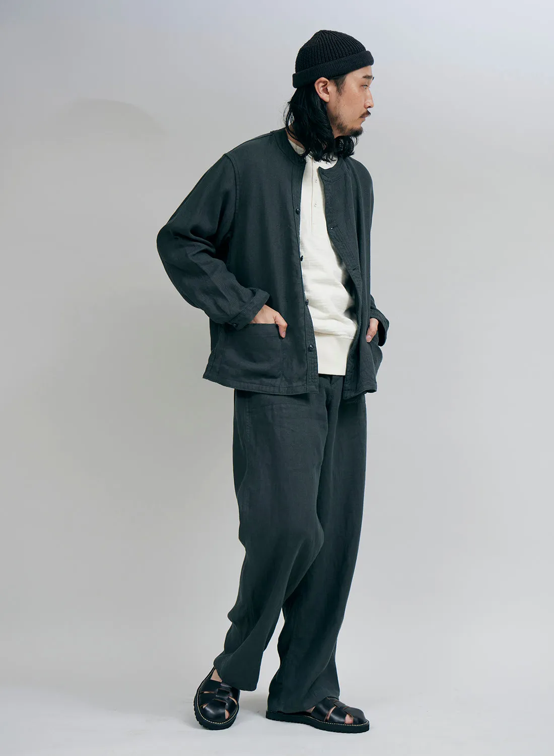 French Work Jacket Linen Pin Oxford in Charcoal sold by Nigel Cabourn product image thumbnail 3