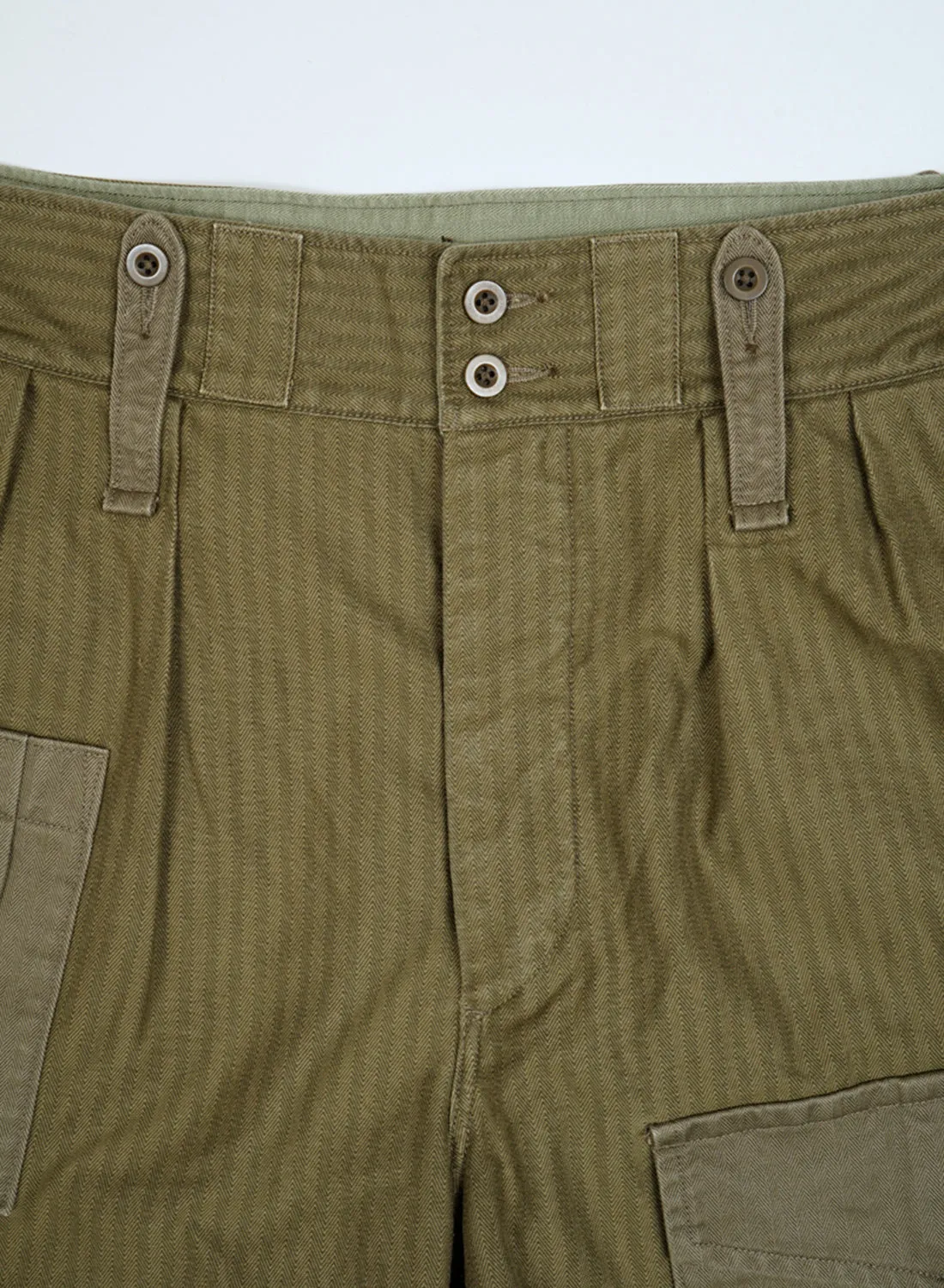 British Army Pant Nano Pigment Herringbone Twill in Green sold by Nigel Cabourn product image thumbnail 3
