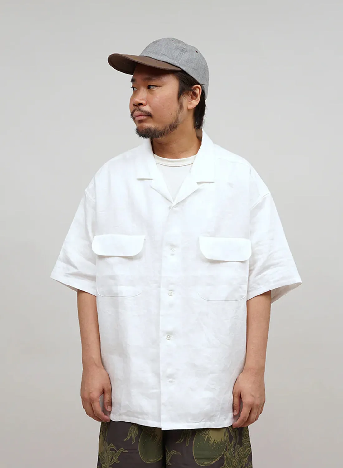 Open Collar Shirt Linen Twill in Off White sold by Nigel Cabourn product image thumbnail 2