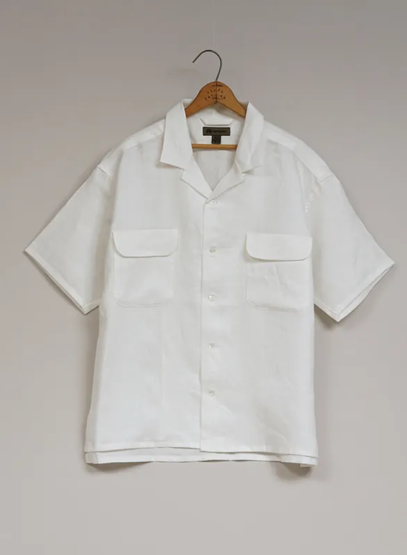 Open Collar Shirt Linen Twill in Off White sold by Nigel Cabourn