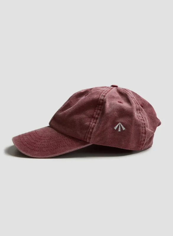 Vintage 6 Panel Cap in Washed Burgundy made by Nigel Cabourn