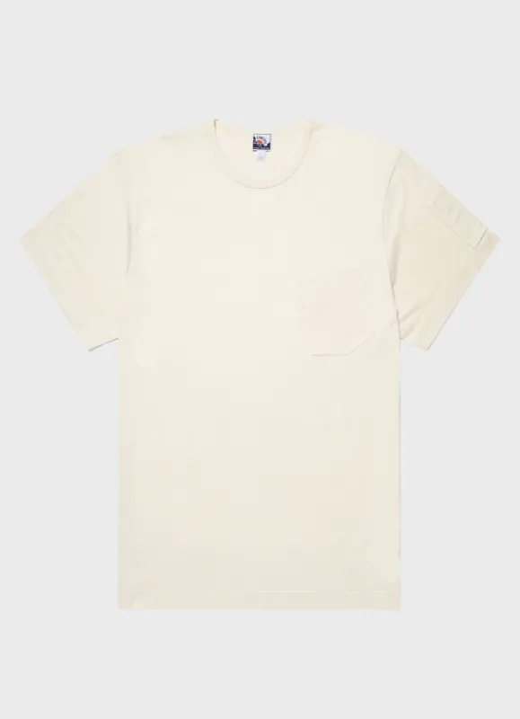 Nigel Cabourn x Sunspel Short Sleeve Pocket T-Shirt in Stone White sold by Nigel Cabourn