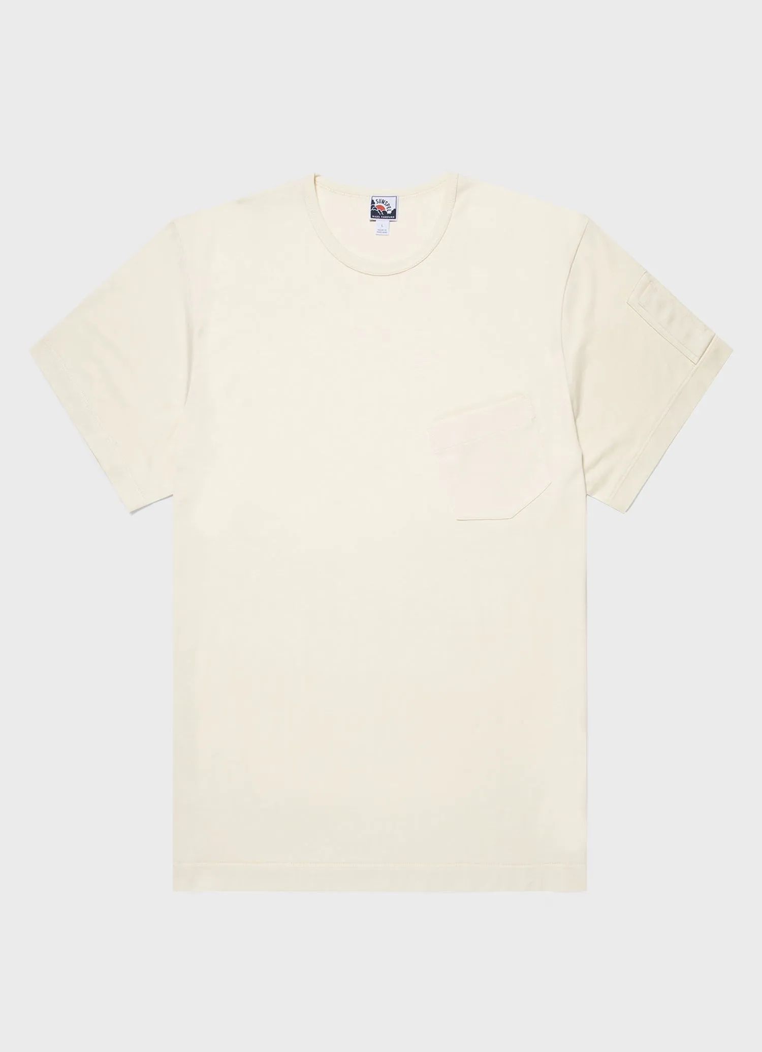 Nigel Cabourn x Sunspel Short Sleeve Pocket T-Shirt in Stone White sold by Nigel Cabourn