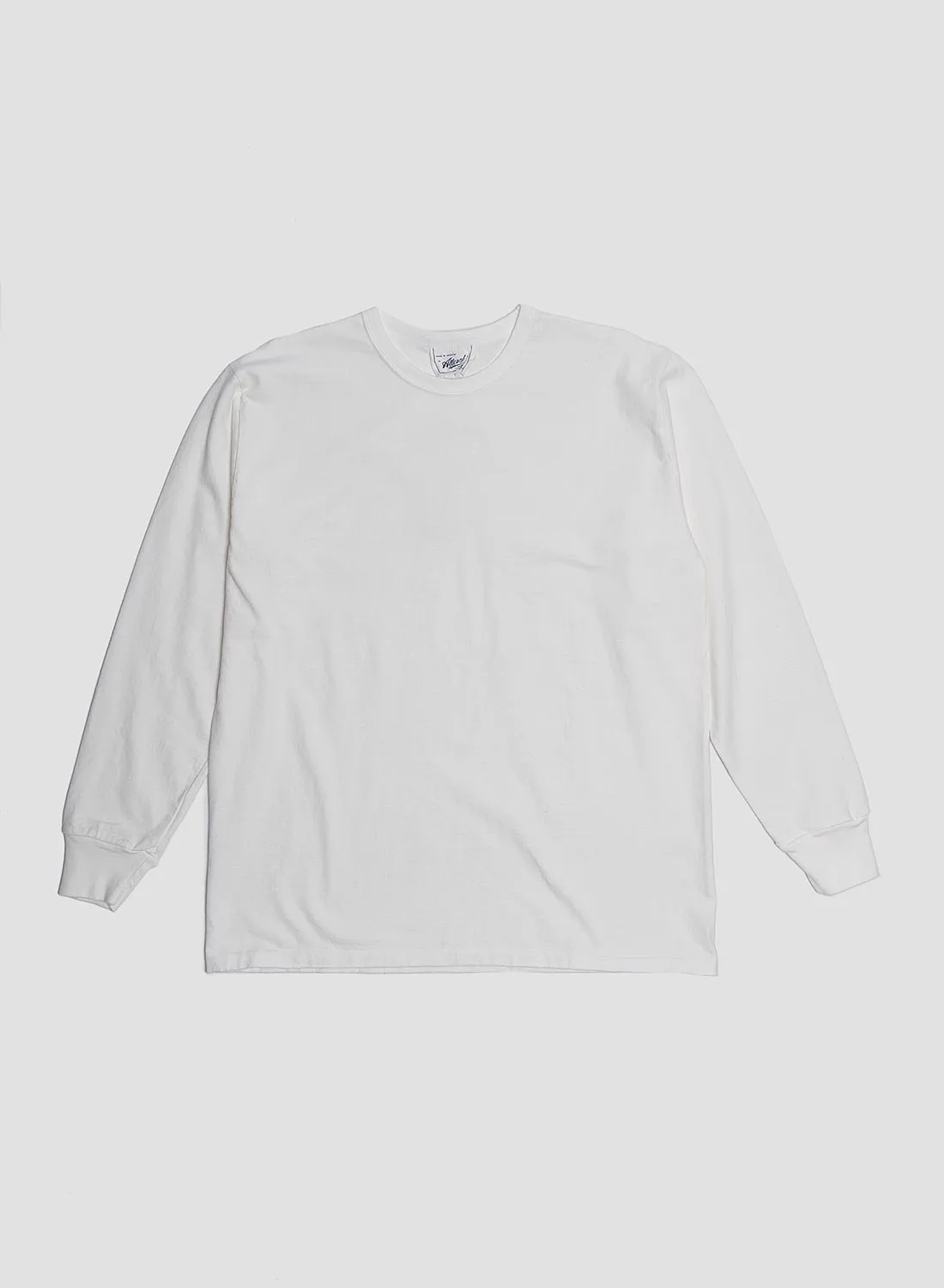 Allevol Heavy Duty Crew Neck Long Sleeve T-Shirt in White sold by Nigel Cabourn