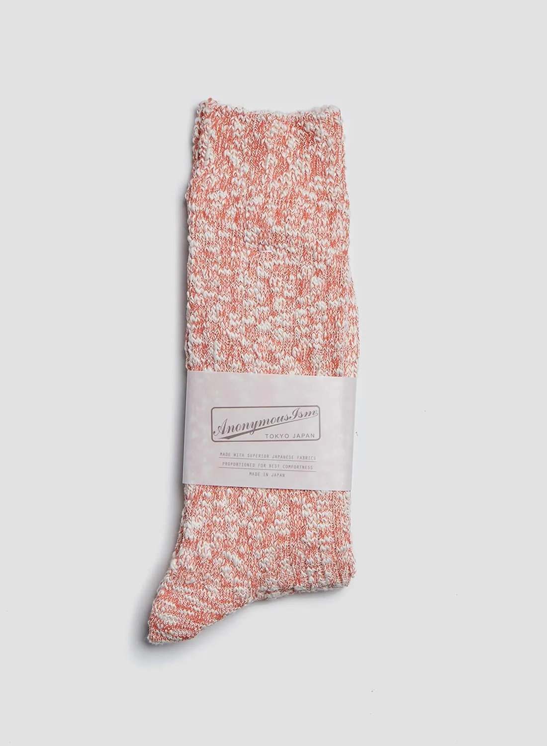 Anonymous Ism Lightweight Slub Crew Sock in Orange sold by Nigel Cabourn